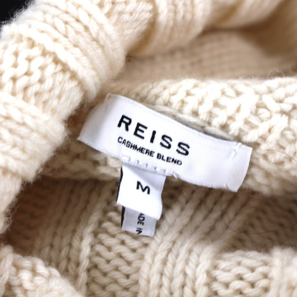 Reiss Stevie Turtleneck Sweater Mix Roll Wool Cashmere Blend Cream Tunic Medium - Picture 8 of 9